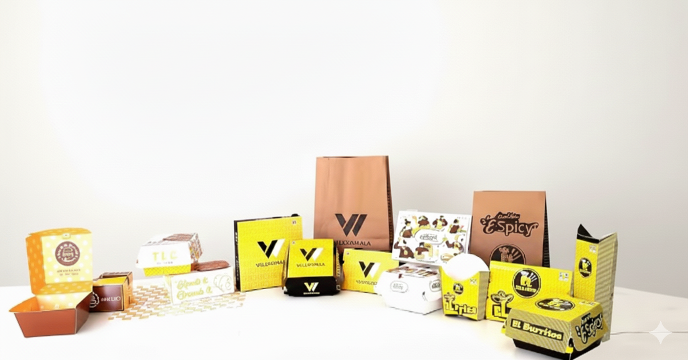 Fast food packaging boxes for restaurants and takeaway brands
